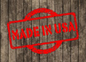 Made in USA stamp with wood background