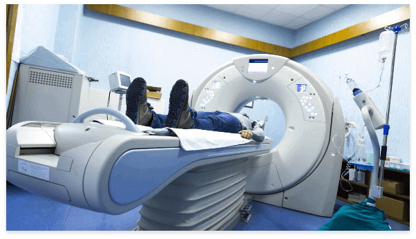 Man laying down in MRI machine