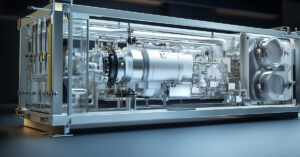A small modular reactor in an industrial facility.