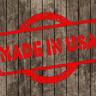 Made in USA stamp with wood background